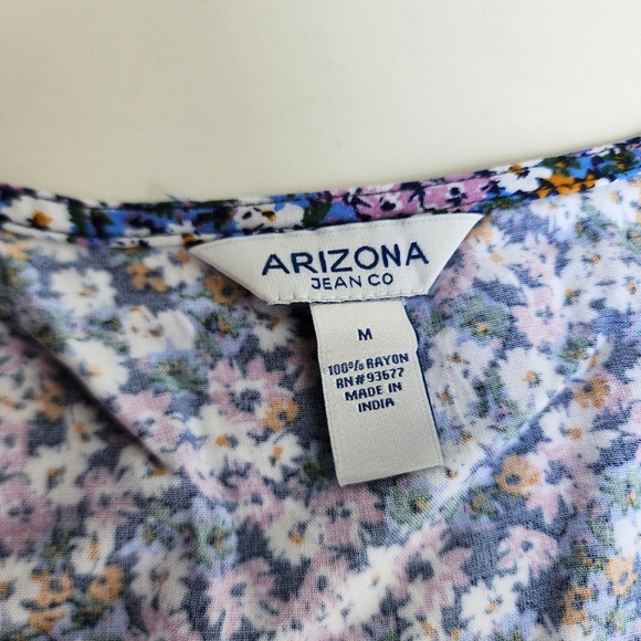 Arizona Jean Co. Fit & Flare Dress Women Multi Floral Rayon Button Front Sz M - Picture 2 of 12